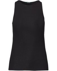 Polo ralph lauren Georgette-front Jersey Top in Black | Lyst Ralph Lauren | Slim Stretch Cotton Tank | Lyst